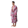 Zigzag Abstract Stripes Pink Print Pattern Men's Robe-grizzshop