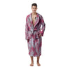 Zigzag Abstract Stripes Pink Print Pattern Men's Robe-grizzshop