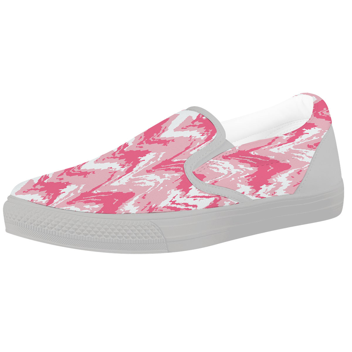 Zigzag Abstract Stripes Pink Print Pattern White Slip On Shoes-grizzshop