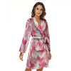 Zigzag Abstract Stripes Pink Print Pattern Women's Robe-grizzshop