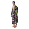 Zigzag Alstroemeria Purple Print Pattern Men's Robe-grizzshop