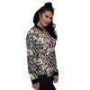 Zigzag Alstroemeria Purple Print Pattern Women's Bomber Jacket-grizzshop