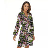 Zigzag Alstroemeria Purple Print Pattern Women's Robe-grizzshop