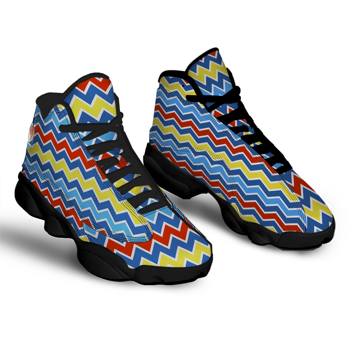 Zigzag Autism Awareness Color Print Pattern Black Basketball Shoes-grizzshop