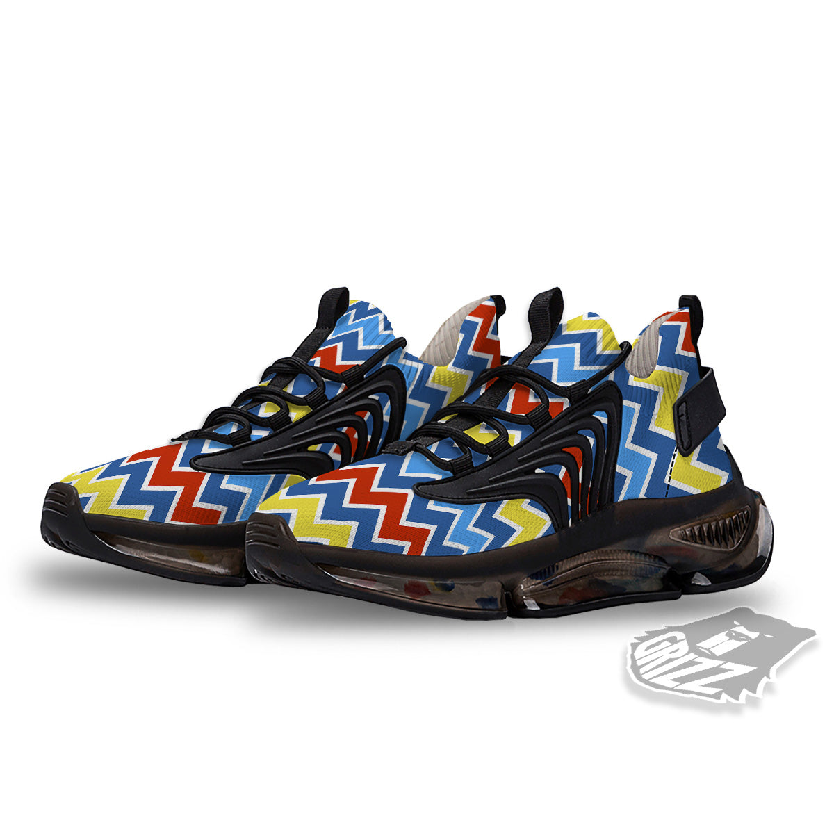 Zigzag Autism Awareness Color Print Pattern Black Gym Shoes-grizzshop
