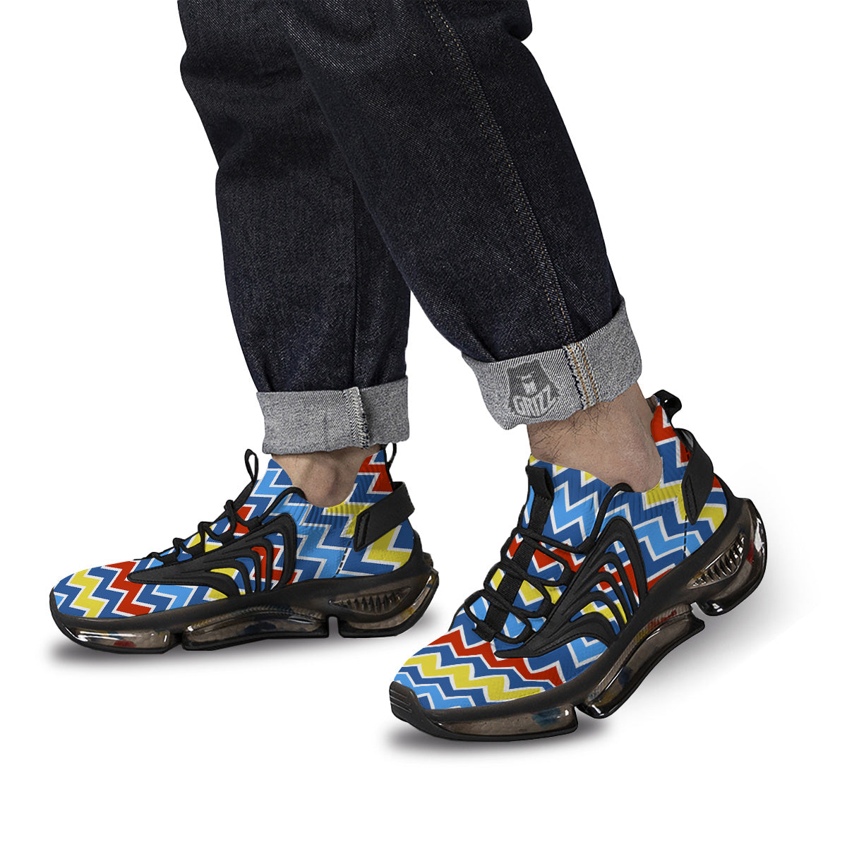 Zigzag Autism Awareness Color Print Pattern Black Gym Shoes-grizzshop