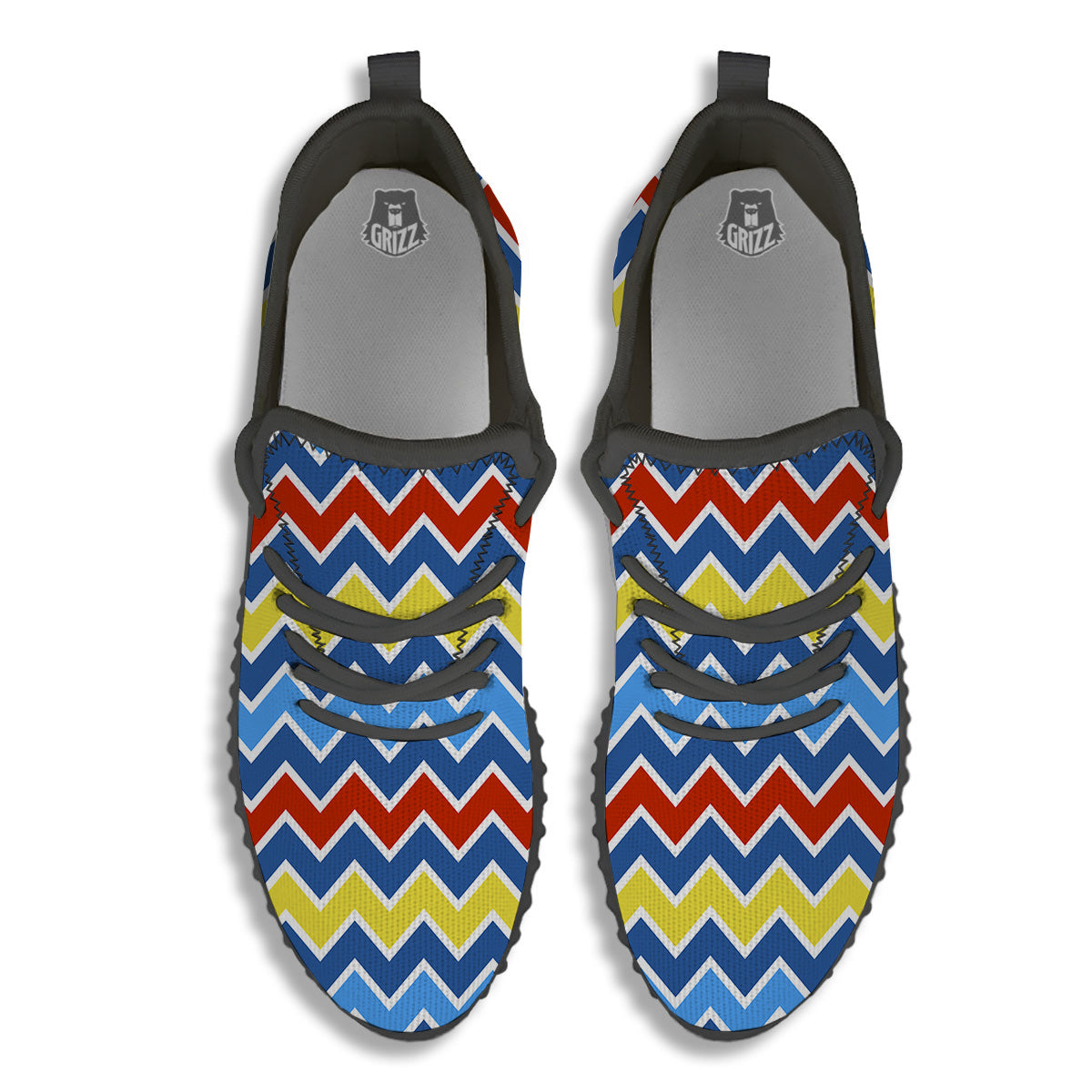 Zigzag Autism Awareness Color Print Pattern Black Walking Shoes-grizzshop
