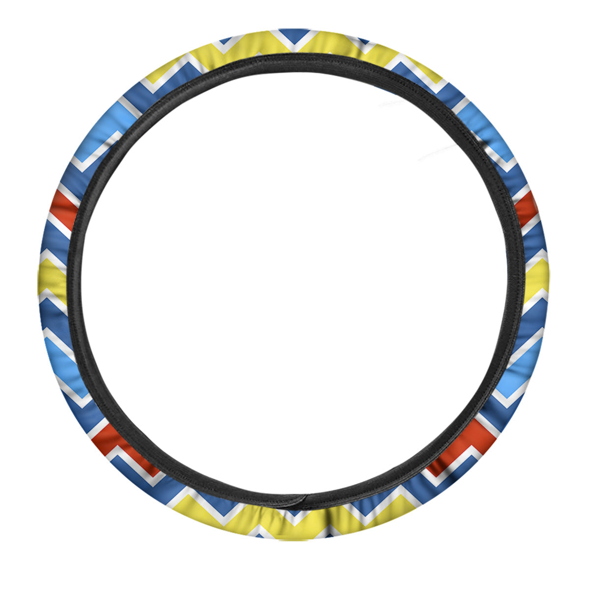 Zigzag Autism Awareness Color Print Pattern Car Steering Wheel Cover-grizzshop
