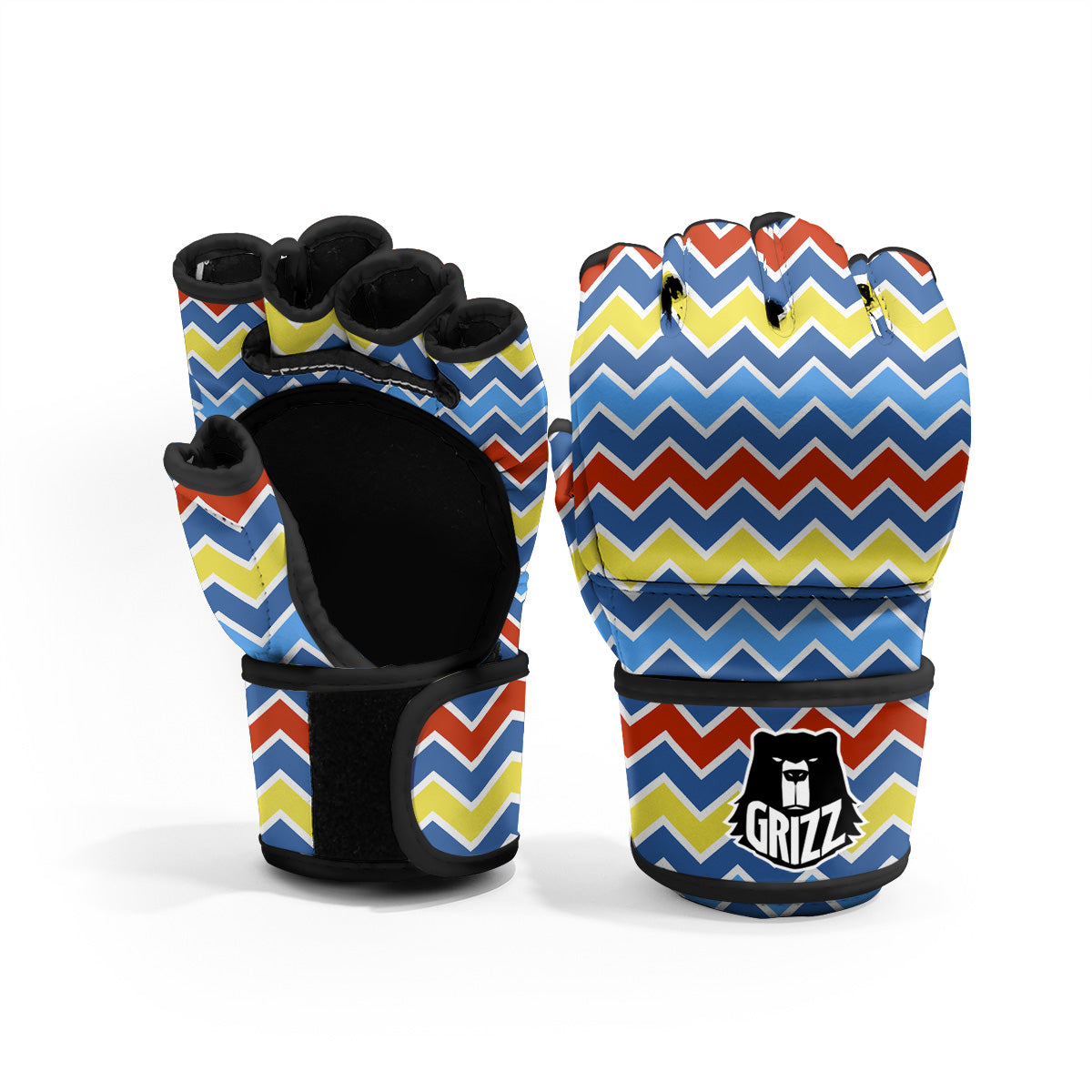 Zigzag Autism Awareness Color Print Pattern MMA Gloves-grizzshop