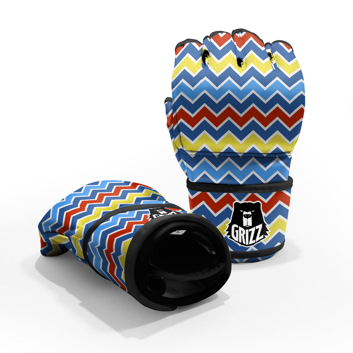 Zigzag Autism Awareness Color Print Pattern MMA Gloves-grizzshop