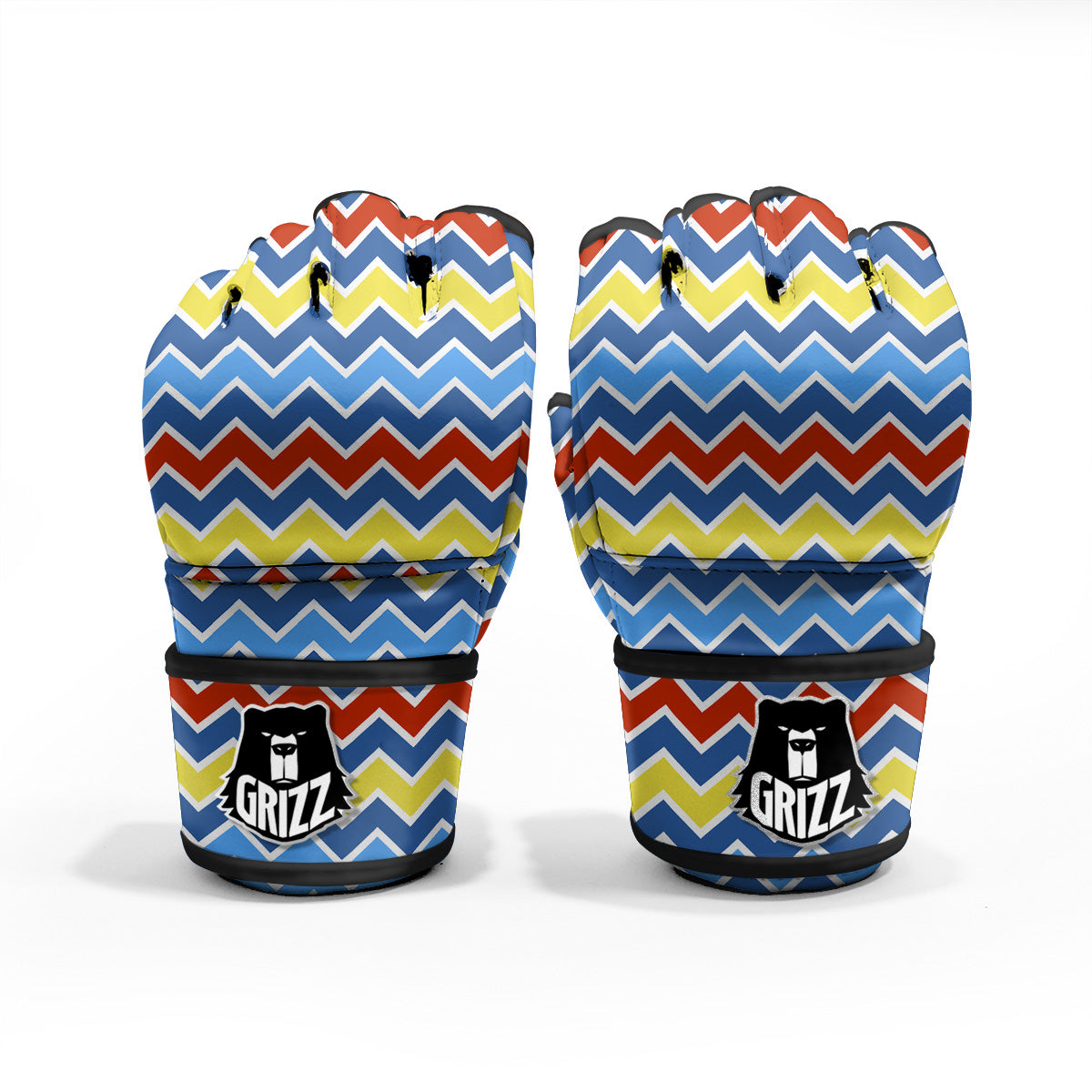 Zigzag Autism Awareness Color Print Pattern MMA Gloves-grizzshop