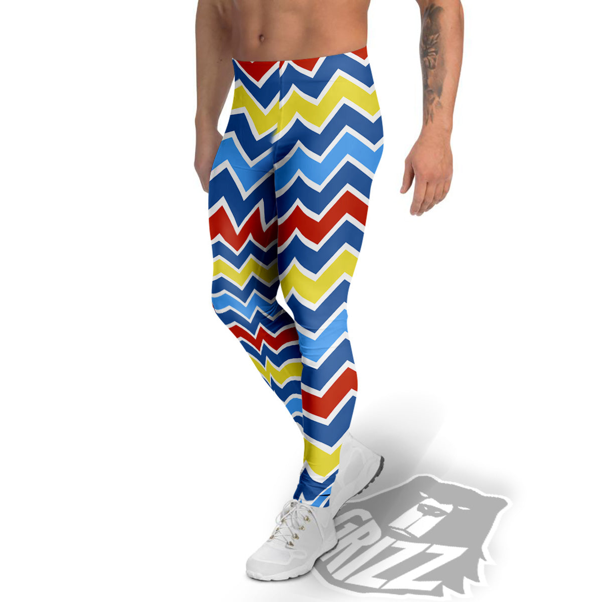 Zigzag Autism Awareness Color Print Pattern Men's Leggings-grizzshop
