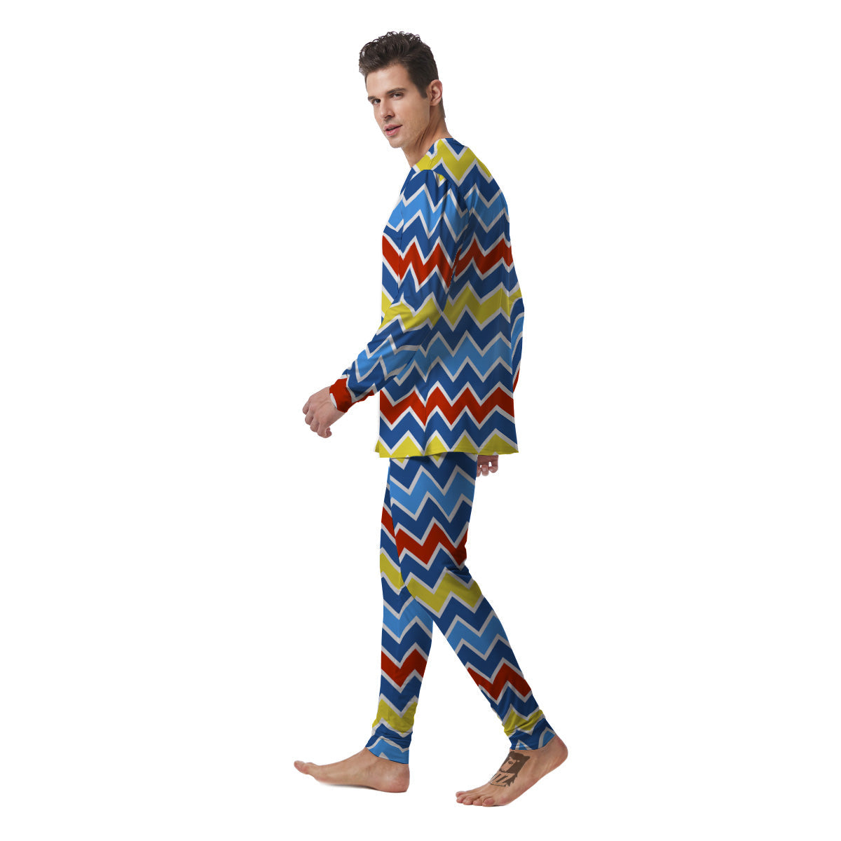 Zigzag Autism Awareness Color Print Pattern Men's Pajamas-grizzshop