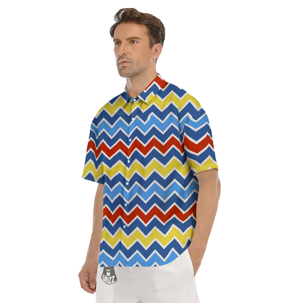 Zigzag Autism Awareness Color Print Pattern Men's Short Sleeve Shirts-grizzshop