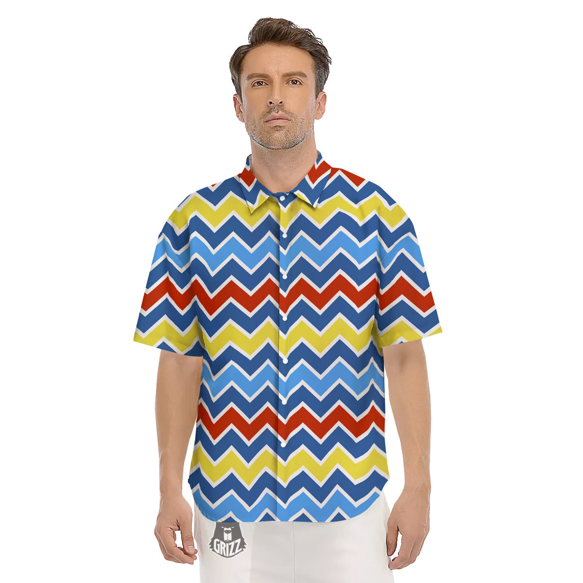 Zigzag Autism Awareness Color Print Pattern Men's Short Sleeve Shirts-grizzshop