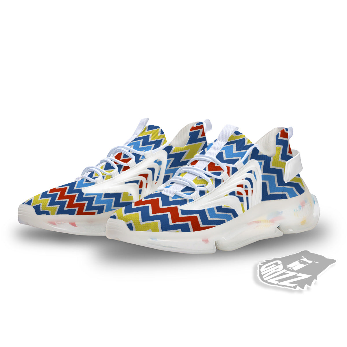 Zigzag Autism Awareness Color Print Pattern White Gym Shoes-grizzshop