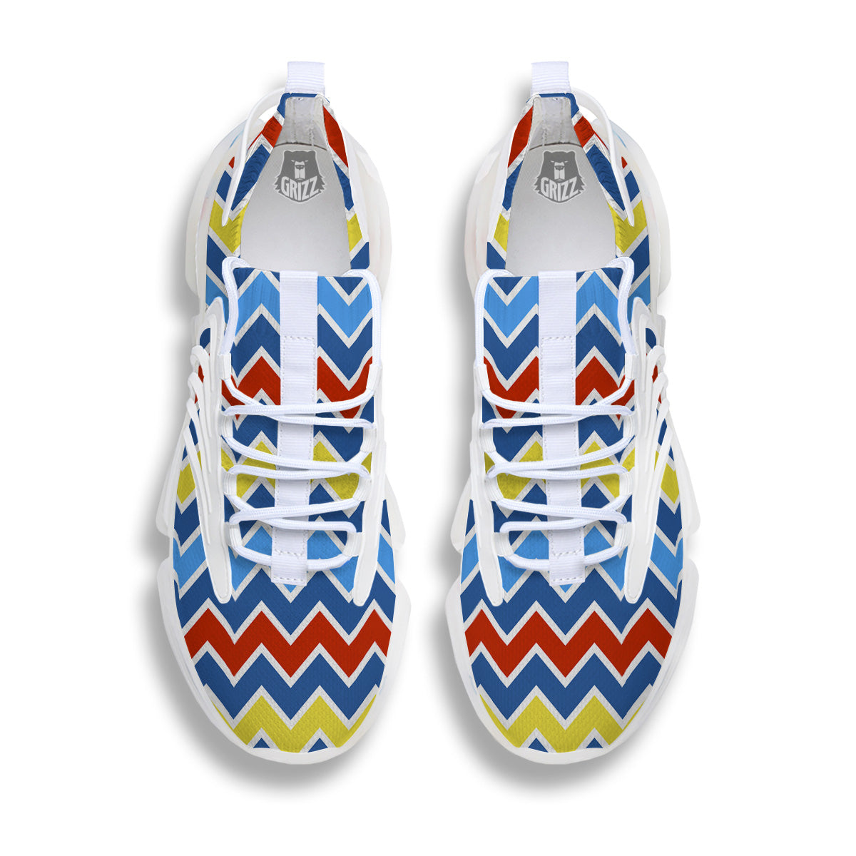 Zigzag Autism Awareness Color Print Pattern White Gym Shoes-grizzshop