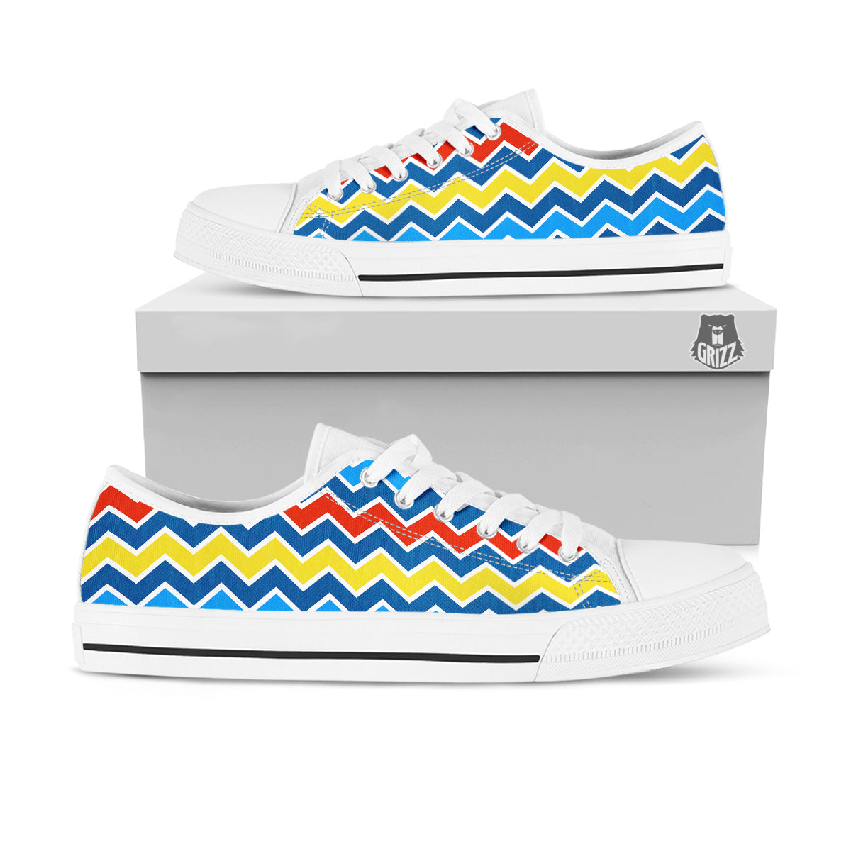 Zigzag Autism Awareness Color Print Pattern White Low Top Shoes-grizzshop