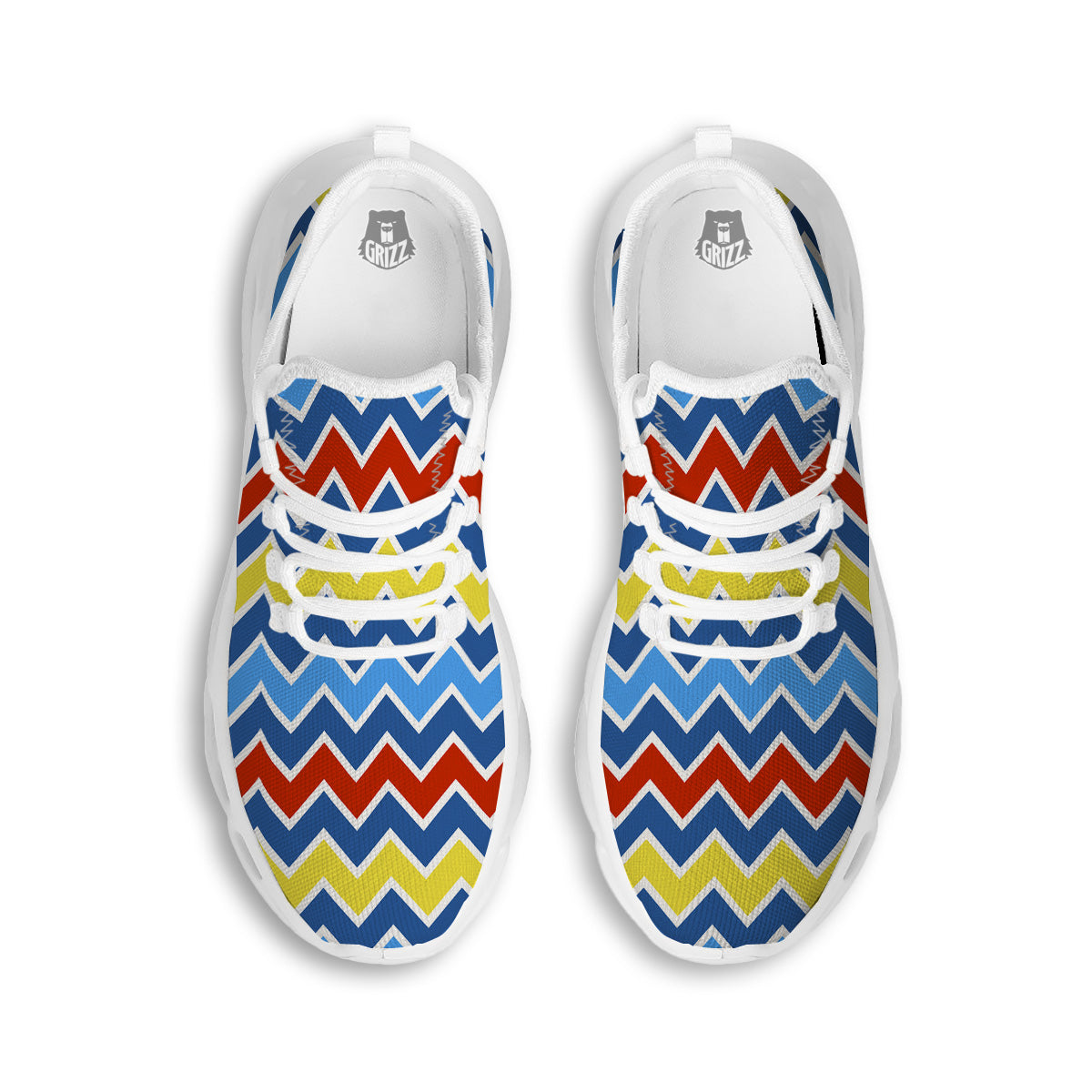 Zigzag Autism Awareness Color Print Pattern White Running Shoes-grizzshop
