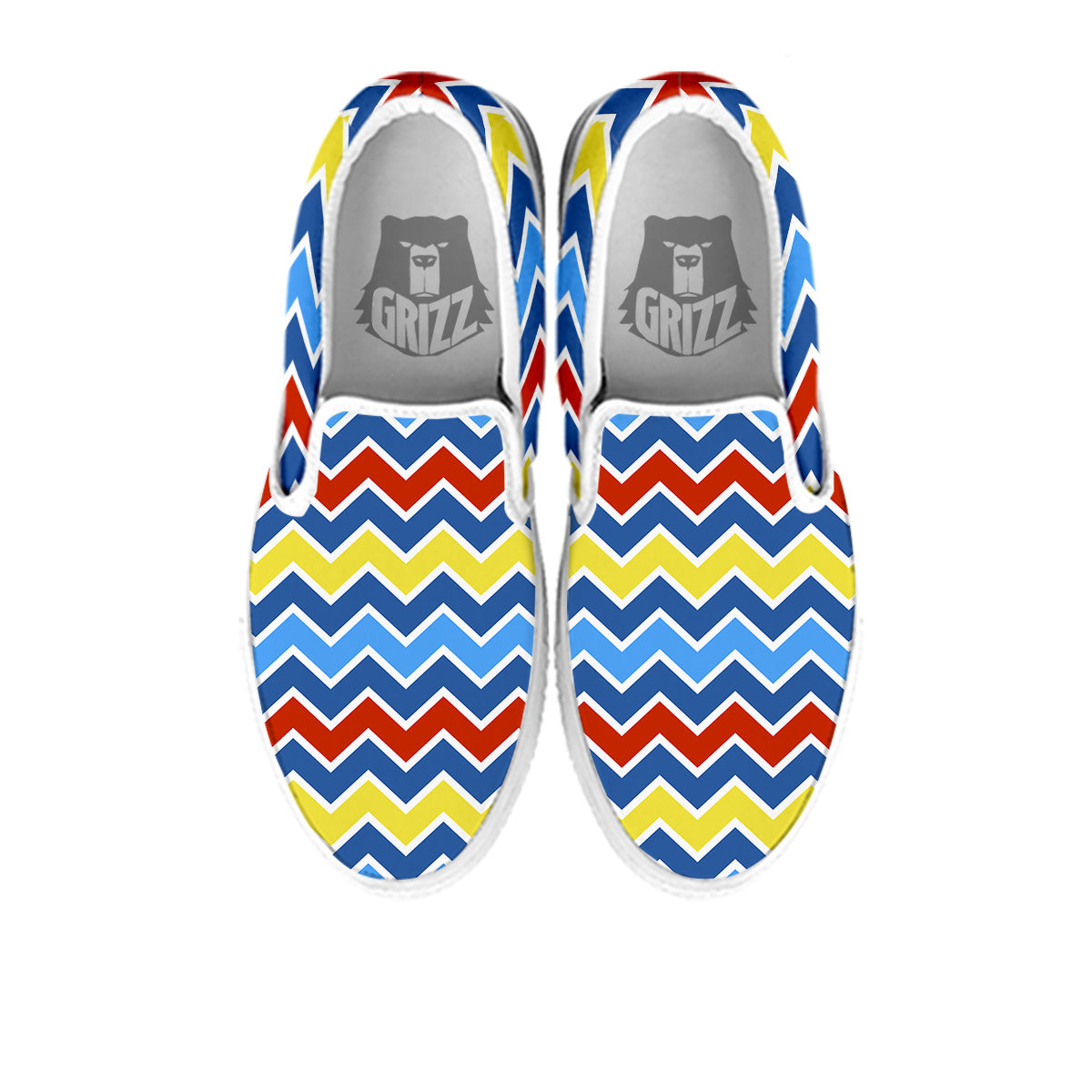 Zigzag Autism Awareness Color Print Pattern White Slip On Shoes-grizzshop