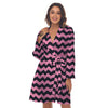 Zigzag Black And Pink Print Pattern Women's Robe-grizzshop