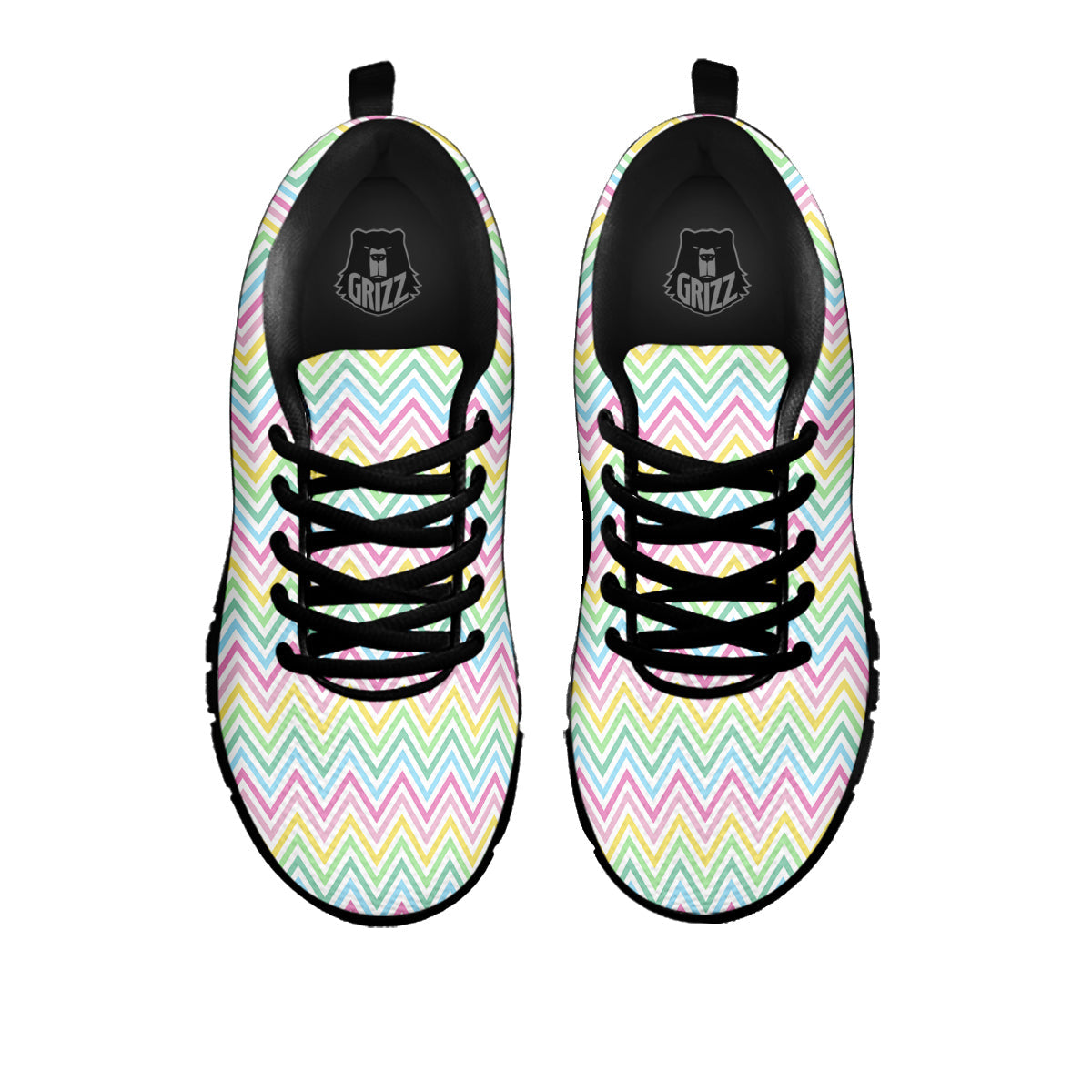 Zigzag Colorful Print Pattern Black Sneaker-grizzshop