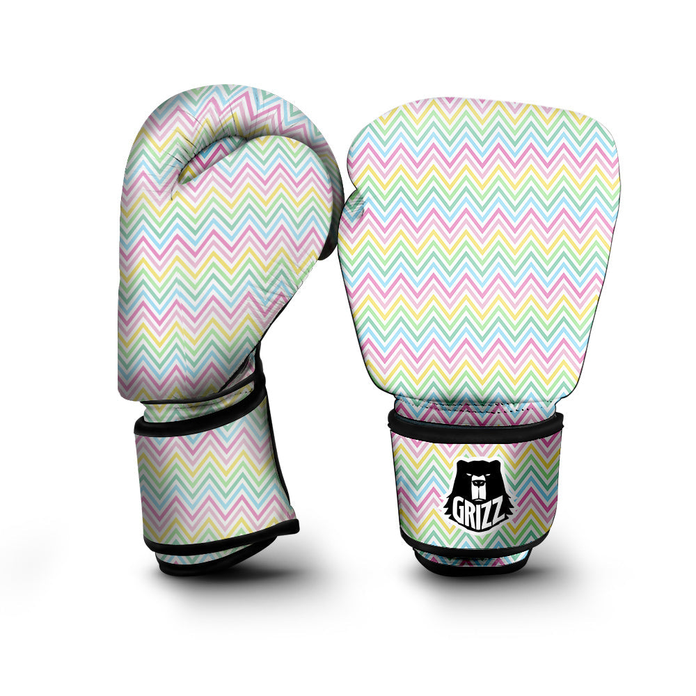 Zigzag Colorful Print Pattern Boxing Gloves-grizzshop