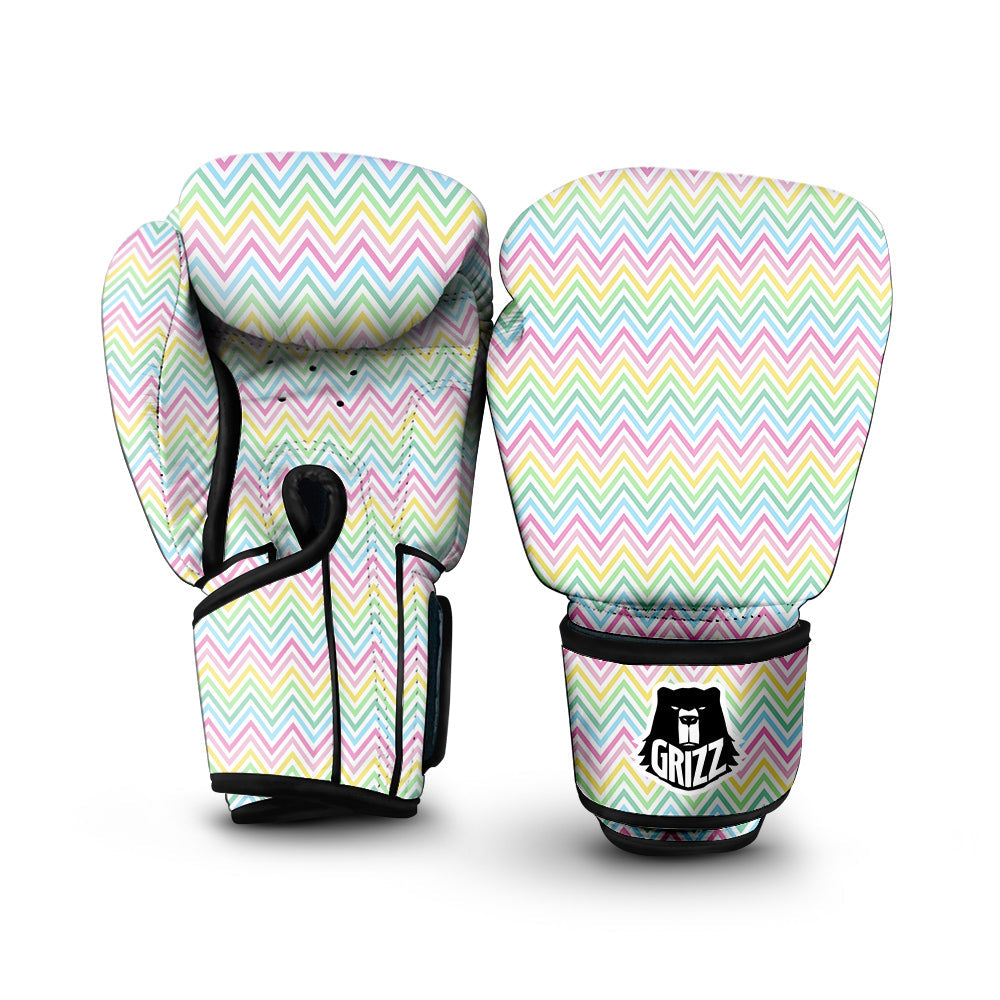 Zigzag Colorful Print Pattern Boxing Gloves-grizzshop