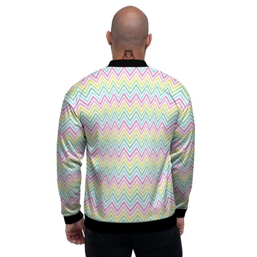 Zigzag Colorful Print Pattern Men's Bomber Jacket-grizzshop