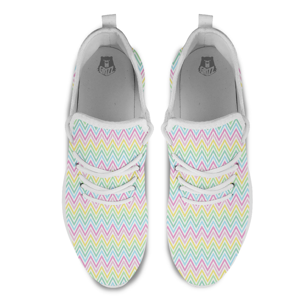 Zigzag Colorful Print Pattern White Athletic Shoes-grizzshop