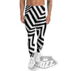 Zigzag Dazzle White And Black Print Men's Leggings-grizzshop