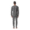 Zigzag Dazzle White And Black Print Men's Pajamas-grizzshop