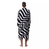 Zigzag Dazzle White And Black Print Men's Robe-grizzshop