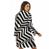 Zigzag Dazzle White And Black Print Women's Robe-grizzshop