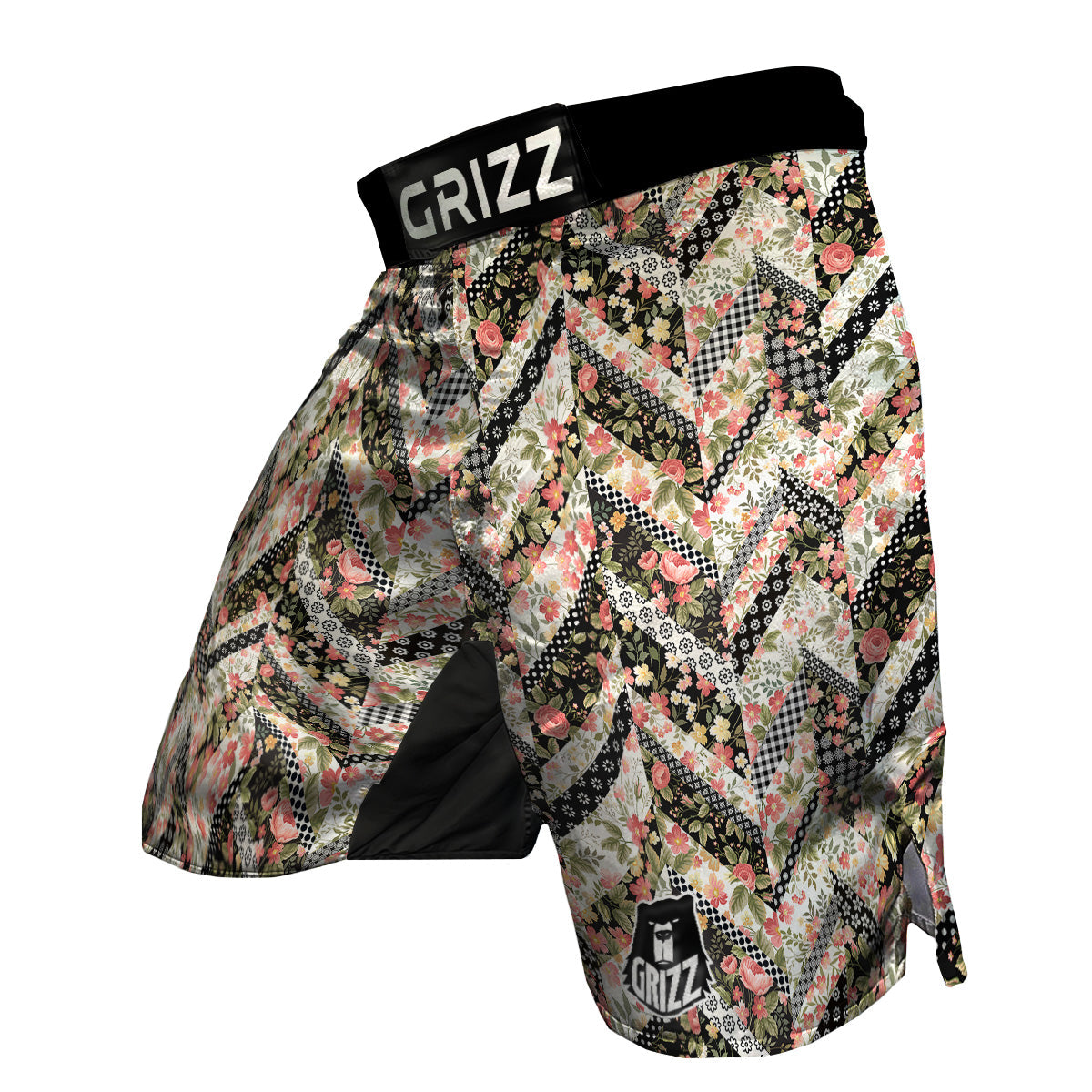 Zigzag Floral Patchwork Print Pattern MMA Shorts-grizzshop