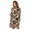 Zigzag Floral Patchwork Print Pattern Women's Robe-grizzshop