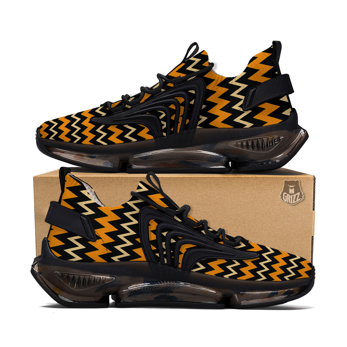 Zigzag Halloween Print Pattern Black Gym Shoes-grizzshop