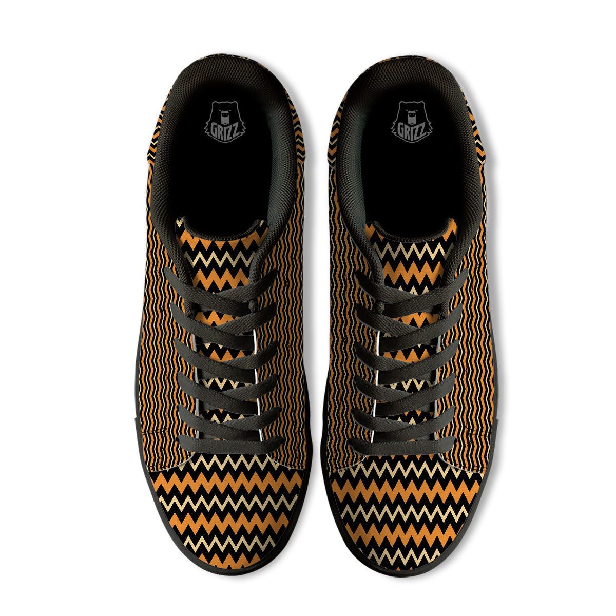 Zigzag Halloween Print Pattern Black Low Top Sneakers-grizzshop