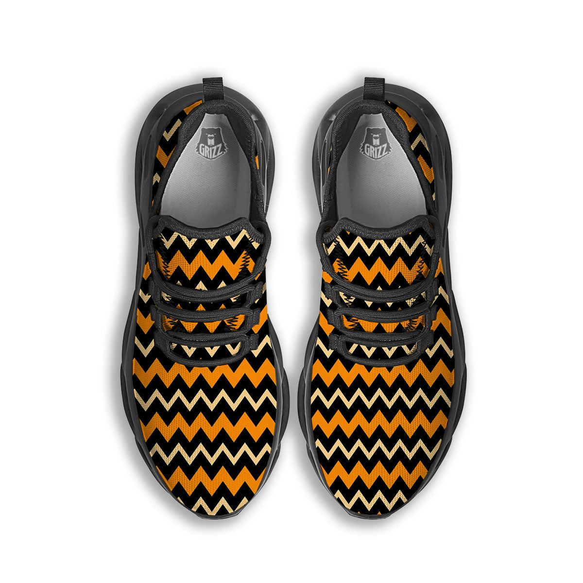 Zigzag Halloween Print Pattern Black Running Shoes-grizzshop