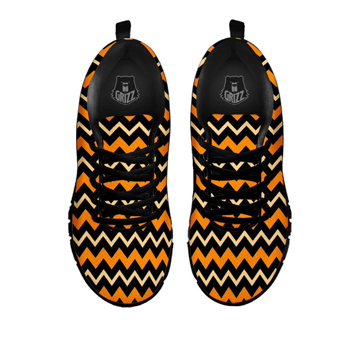 Zigzag Halloween Print Pattern Black Sneaker-grizzshop