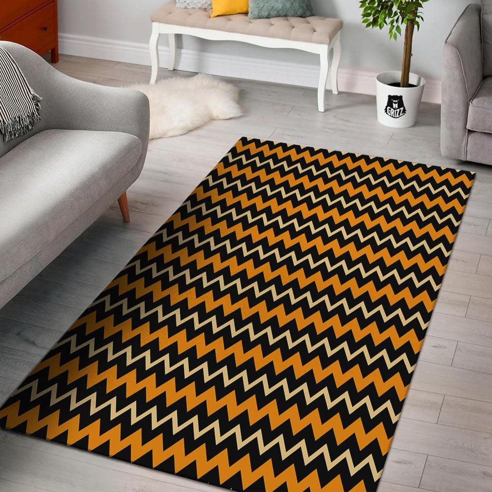 Zigzag Halloween Print Pattern Floor Mat-grizzshop