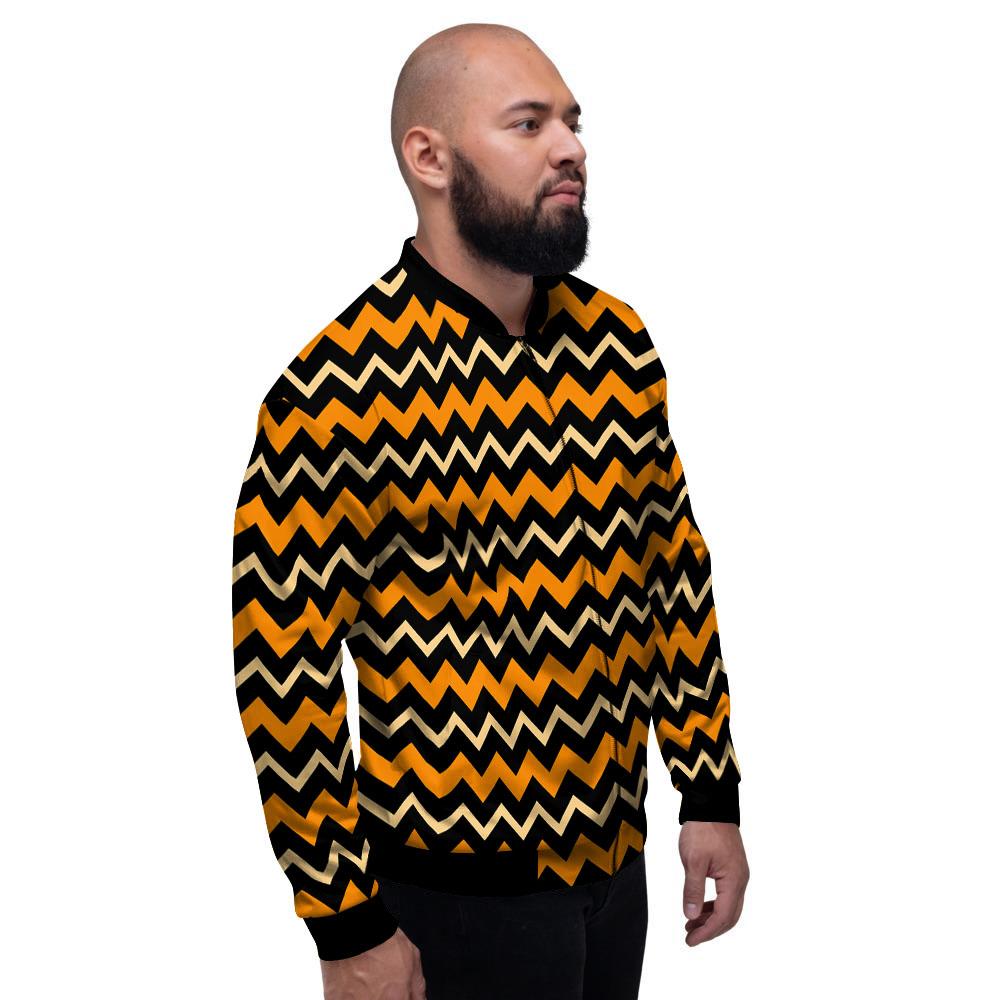 Zigzag Halloween Print Pattern Men's Bomber Jacket-grizzshop