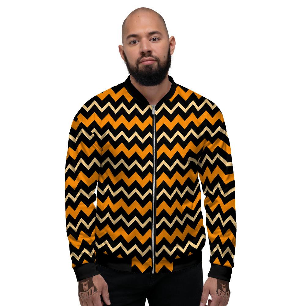 Zigzag Halloween Print Pattern Men's Bomber Jacket-grizzshop