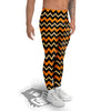 Zigzag Halloween Print Pattern Men's Leggings-grizzshop