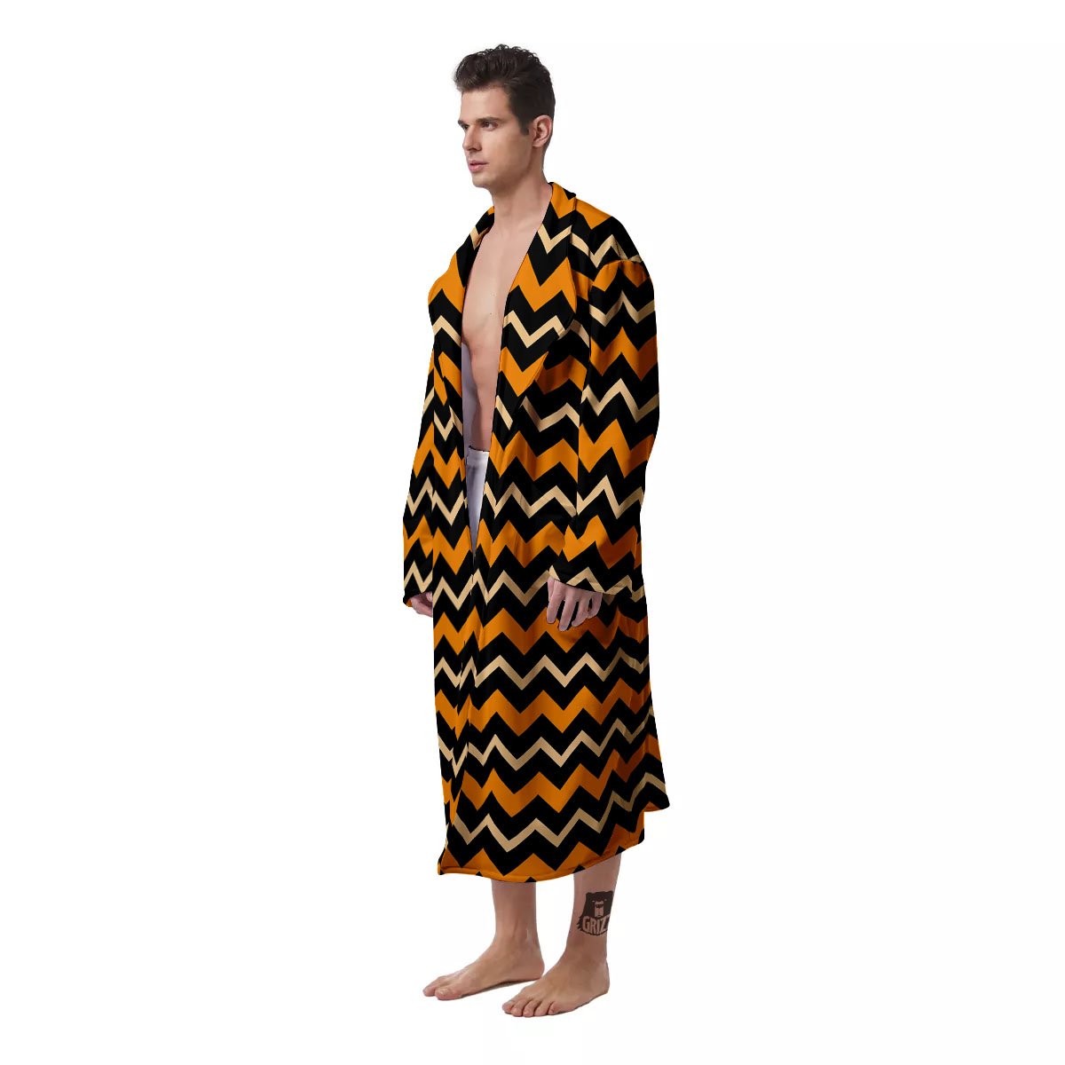 Zigzag Halloween Print Pattern Men's Robe-grizzshop