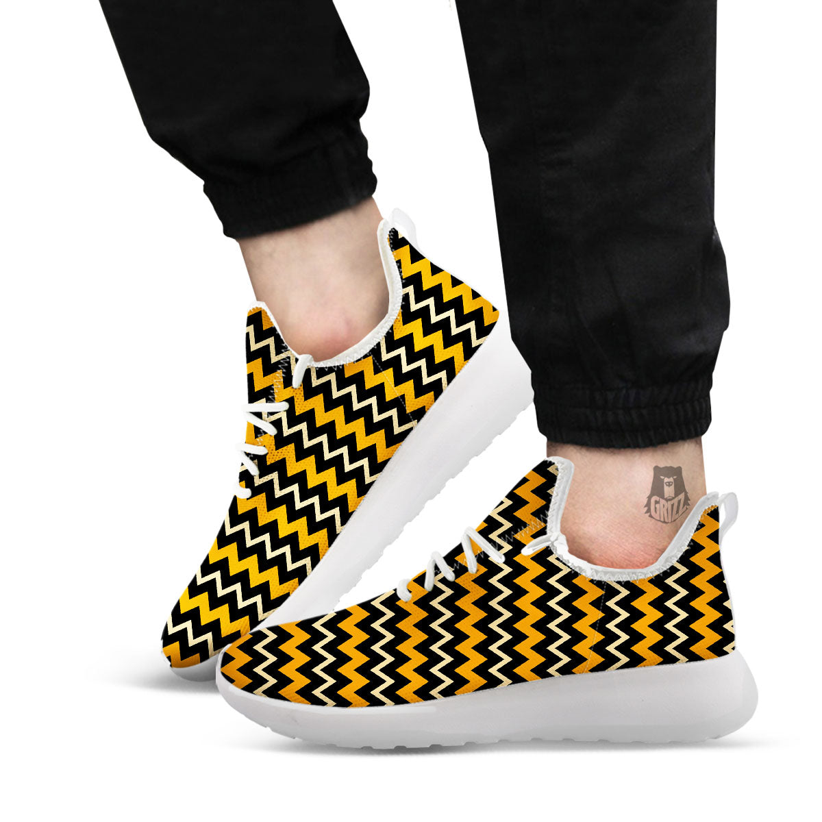 Zigzag Halloween Print Pattern White Athletic Shoes-grizzshop
