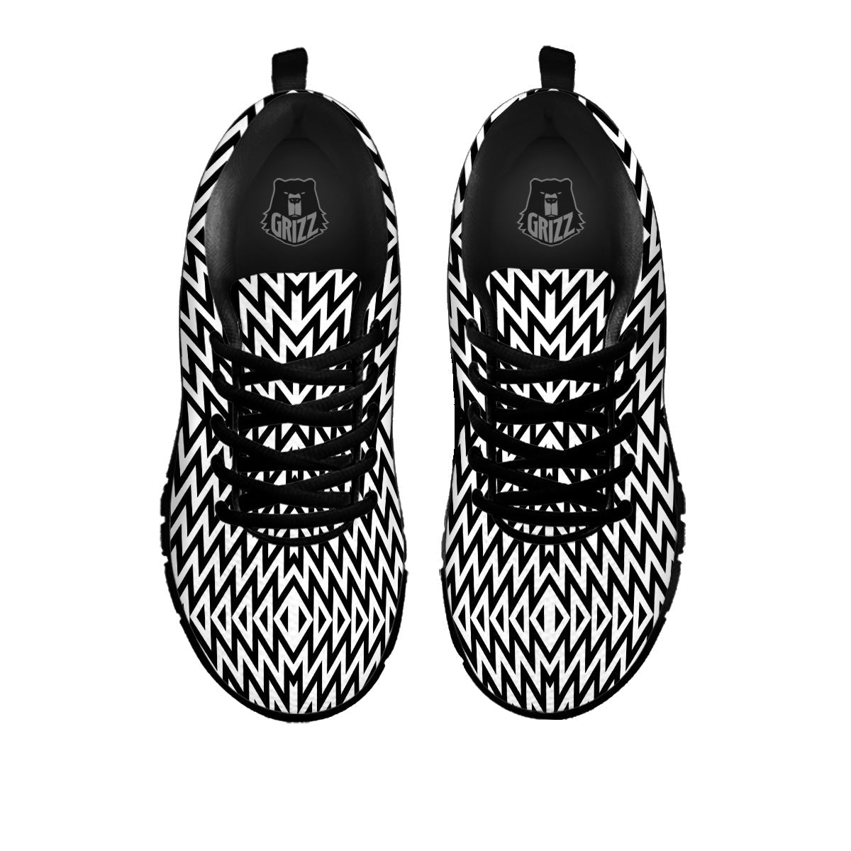 Zigzag Lines Black Print Pattern Black Sneaker-grizzshop