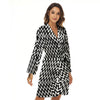 Zigzag Lines Black Print Pattern Women's Robe-grizzshop