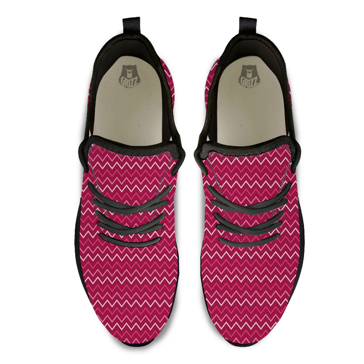 Zigzag Magenta Pink Print Pattern Black Athletic Shoes-grizzshop