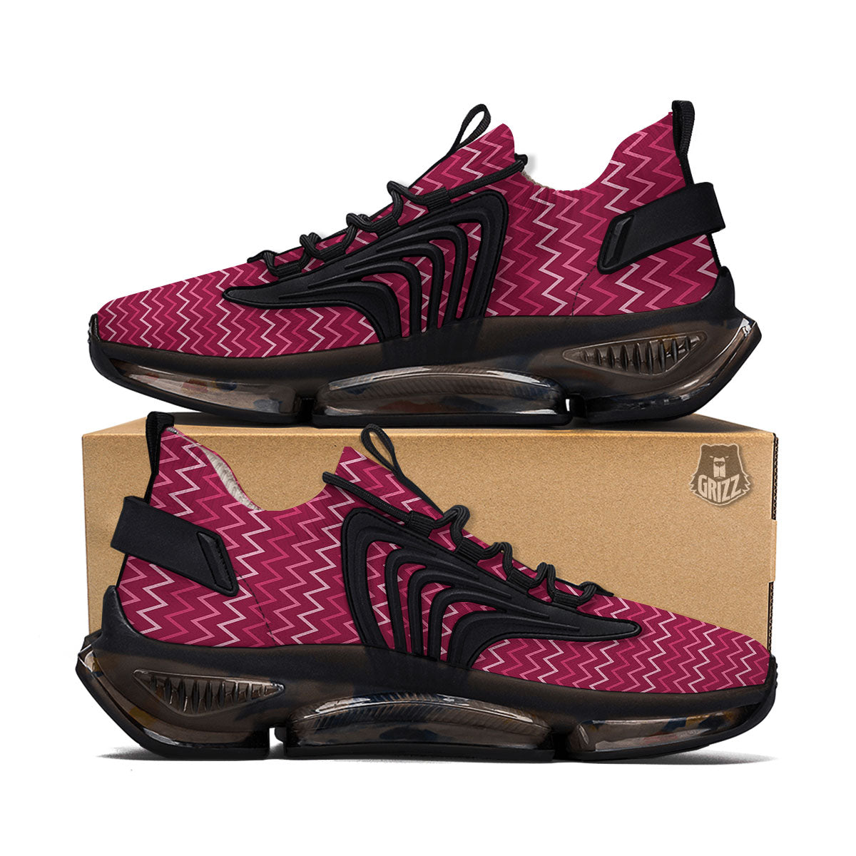 Zigzag Magenta Pink Print Pattern Black Gym Shoes-grizzshop